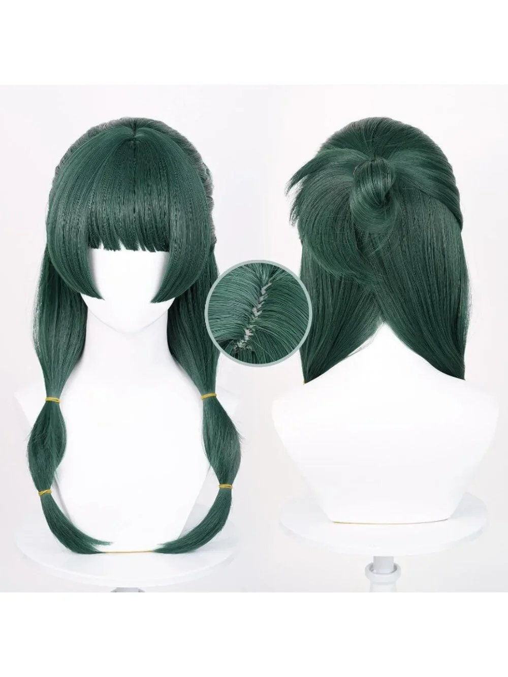 Women's Green Heat Resistant Synthetic Fiber Long Straight Ombre Wigs